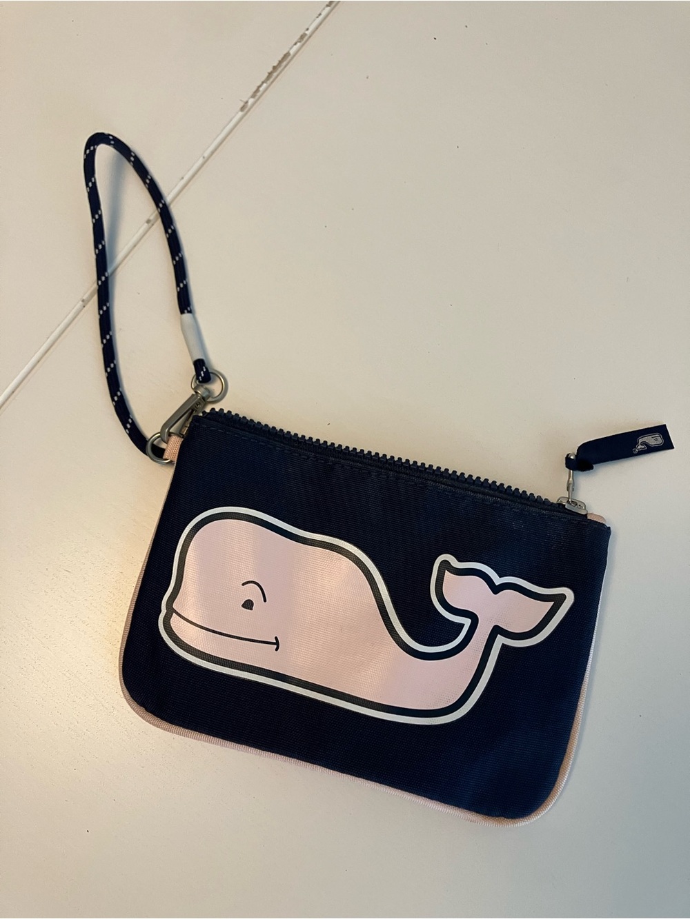 Vineyard Vines navy canvas wristlet
